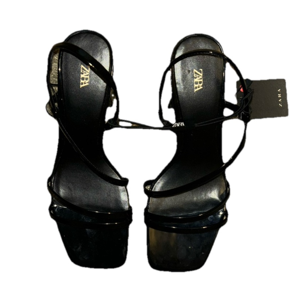 Zara Elegant Black Strappy Heels 8.5